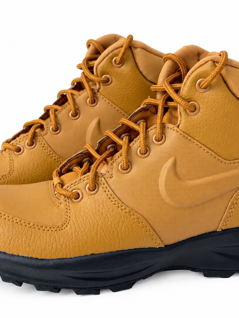 Nike Manoa Leather Boots Wheat Black 5Y Women 6.5 BQ5372-700 NWOT
